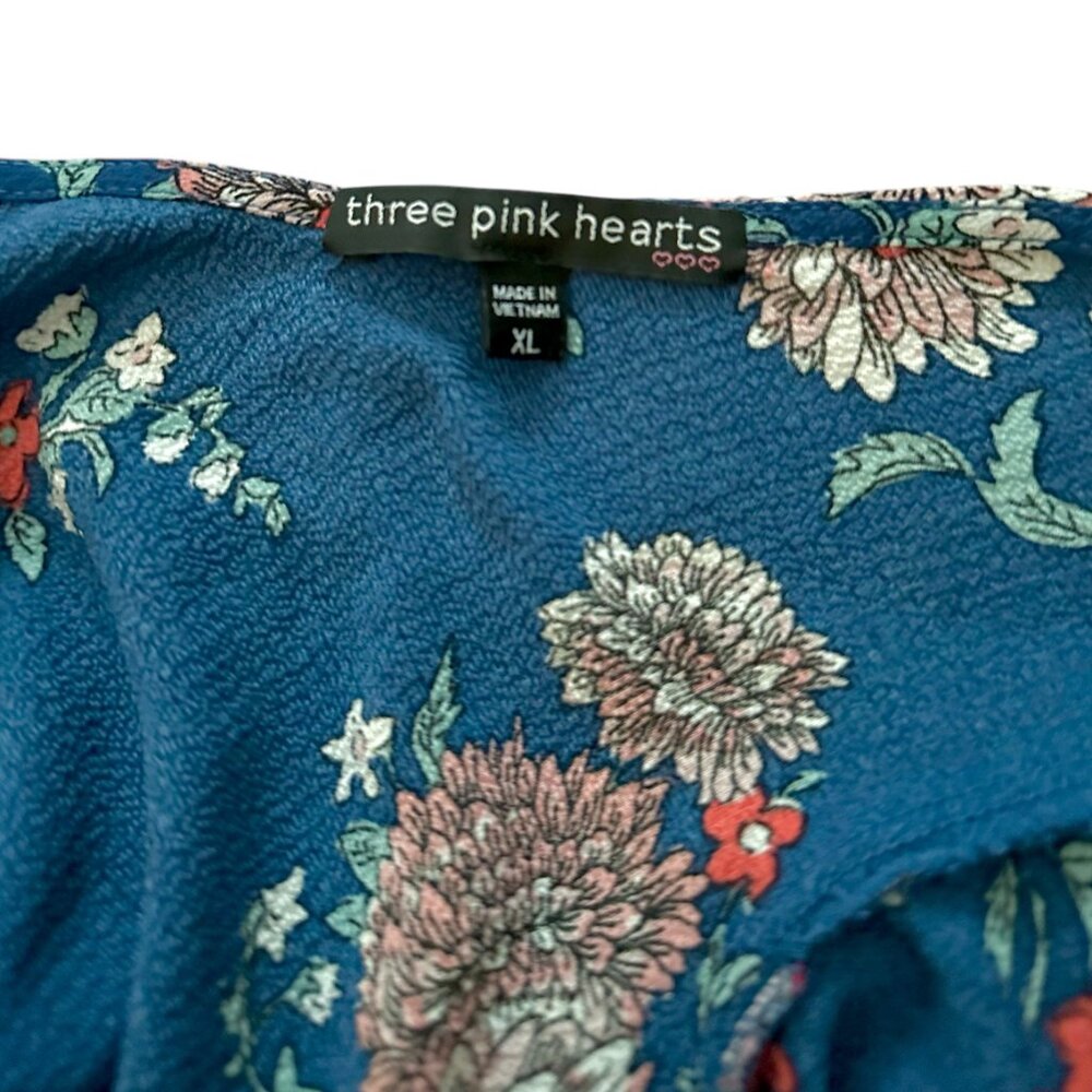 Three Hearts Blue Floral Backless Dress - Picture 3 of 3